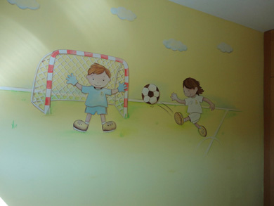 mural infantil de futbol para niños